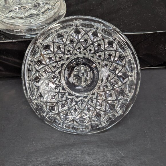 Vintage 1960's Wexford Footed Clear Glass Diamond Design Sugar Bowl with Lid - Picture 4 of 7